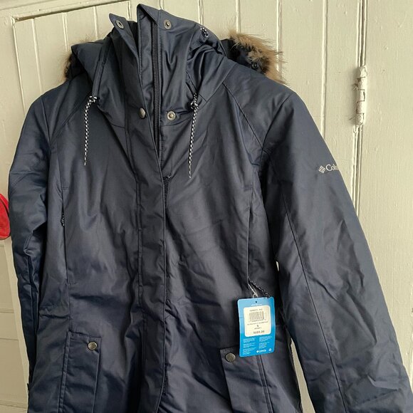 Firm. NWT Columbia Suttle Mountain Thermal Winter Coat Parka. Navy Women's SMALL - Picture 3 of 11
